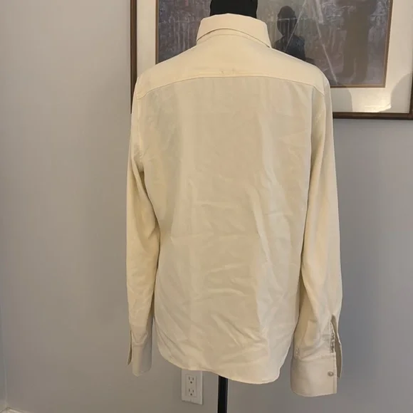 Vintage 100% Silk Ivory Button Down - Size L - Picture 5 of 7